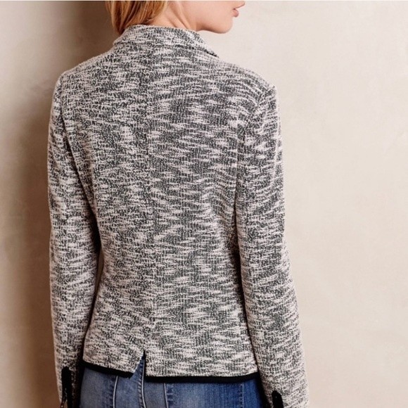 Anthropologie Cartonnier Lake House Tweed Black White Blazer Jacket - Picture 2 of 6